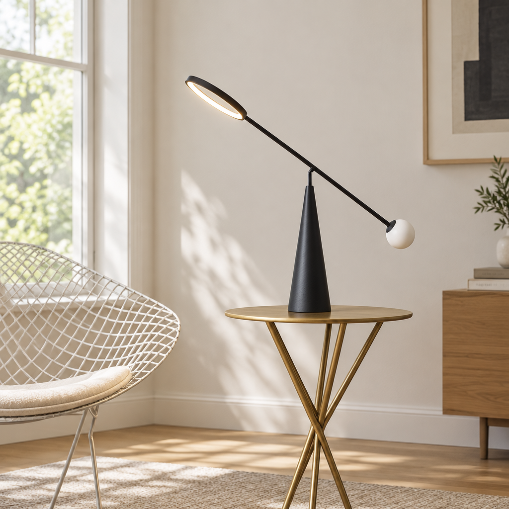 Loddon Marble Desk Lamp – beside a lounge chair