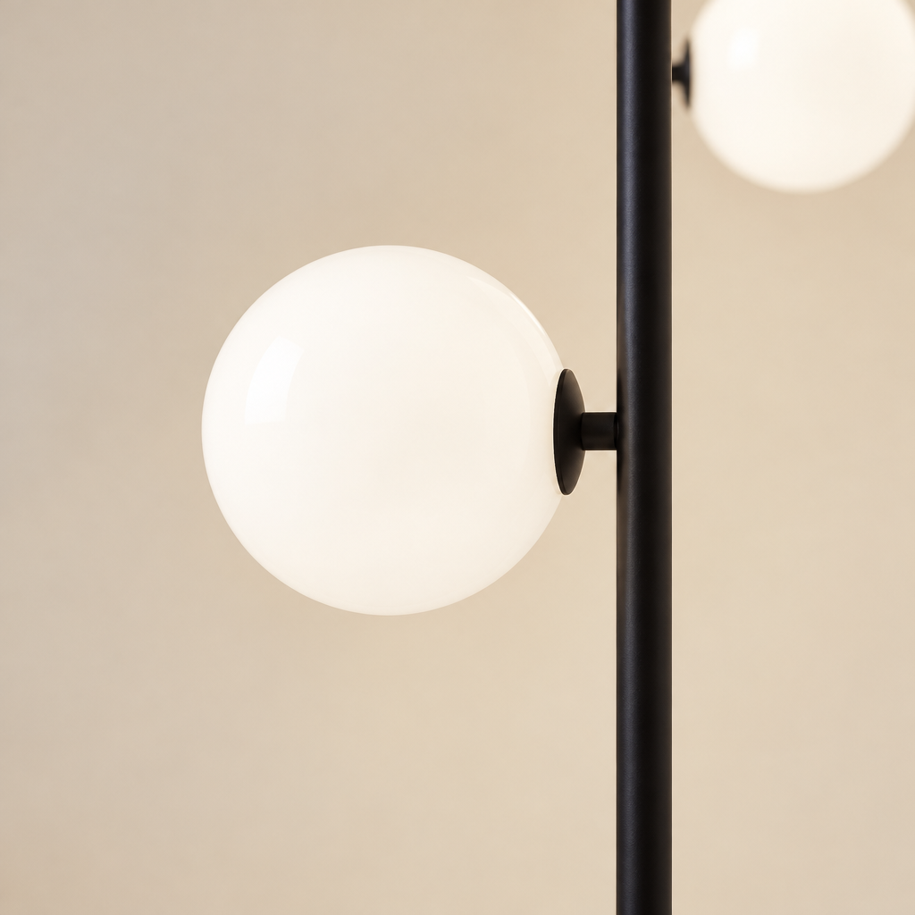 Lulworth Opal Glass Floor Lamp – close-up of a glass globe and stem