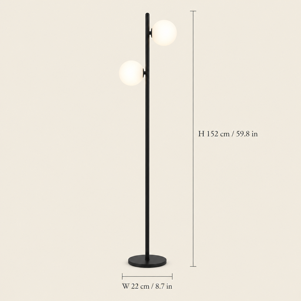 Lulworth Opal Glass Floor Lamp dimensions