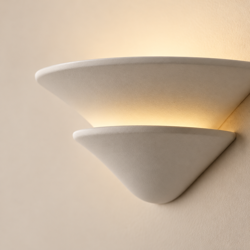 Lune Tiered Uplighter Wall Light – close-up of the white tiers
