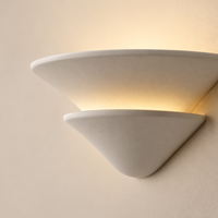 Lune Tiered Uplighter Wall Light – close-up of the white tiers