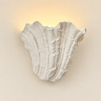 Lyme Shell Wall Light – studio photo, lit, on a cream background
