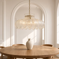 Malham Textured Glass Pendant Light – over a round dining table