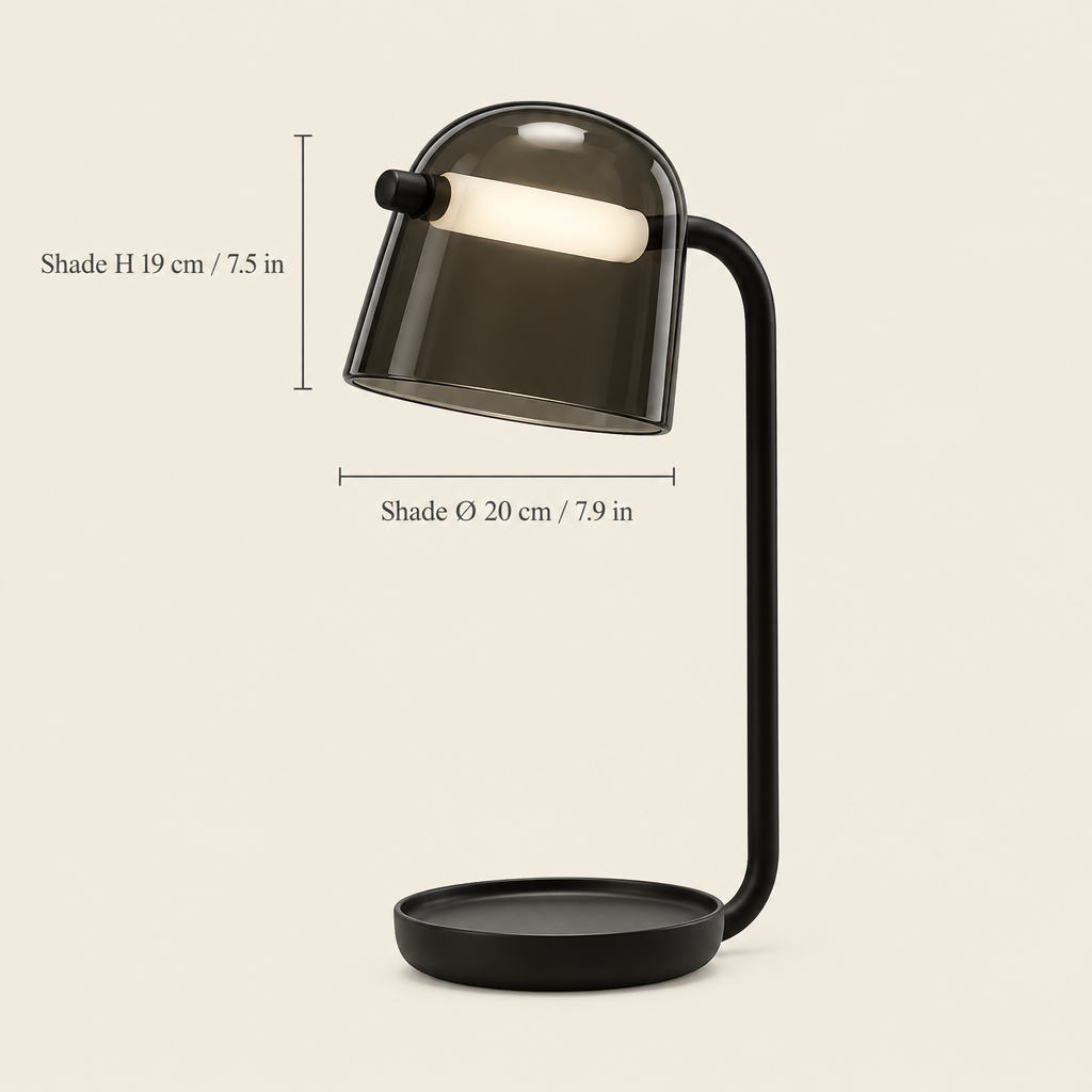Medway Smoked Glass Table Lamp dimensions
