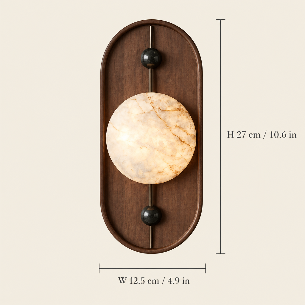 Mendip Walnut-Finish Wall Light dimensions