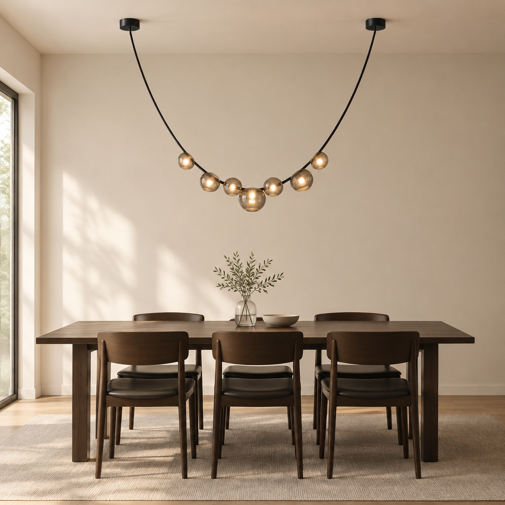 Milton Leather Pendant Light – above a dining table