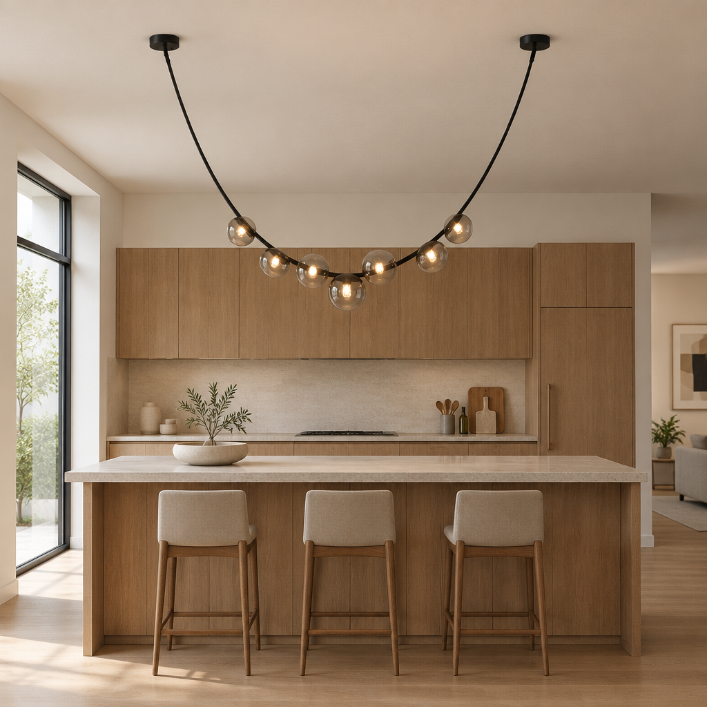 Milton Leather Pendant Light – above a kitchen island