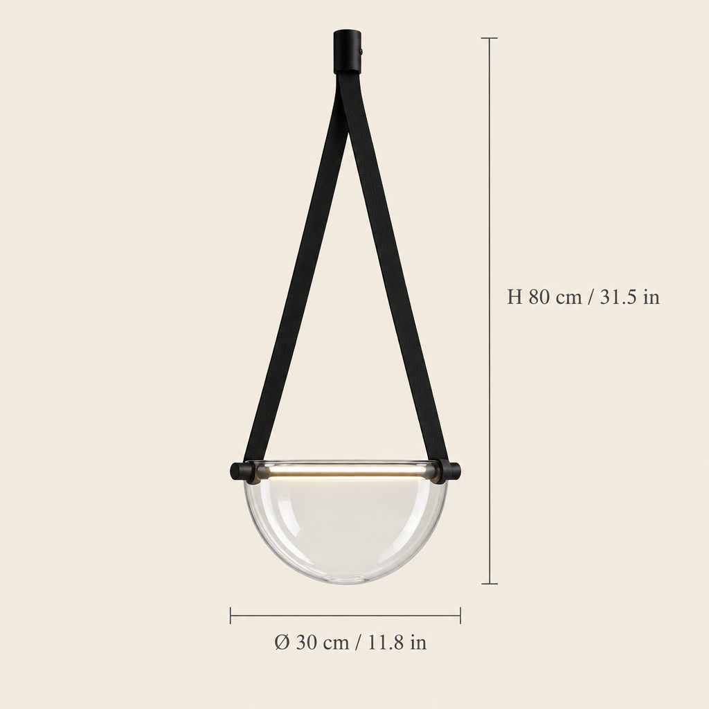 Moreton Strap Glass Pendant Light dimensions