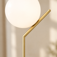 Nayland Opal Glass Table Lamp – close-up of the opal globe and gold rod