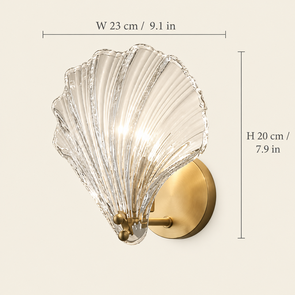 Netley Clear Shell Wall Light dimensions