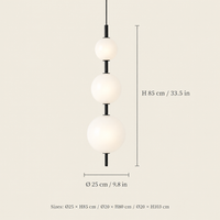 Norham Opal Glass Bubble Pendant Light dimensions