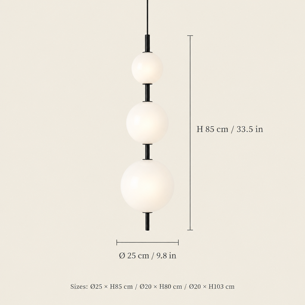 Norham Opal Glass Bubble Pendant Light dimensions