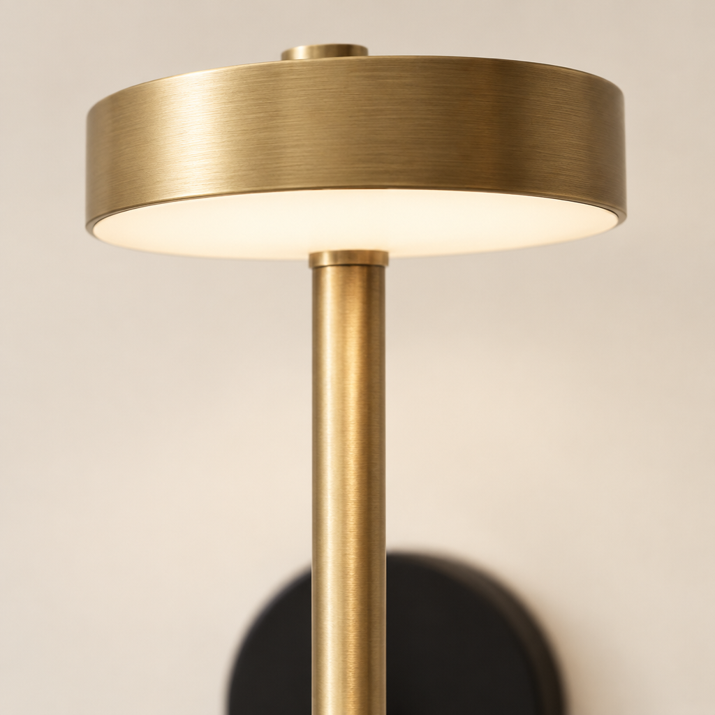 Ouse Bronze Wall Light – close-up of the bronze disc head