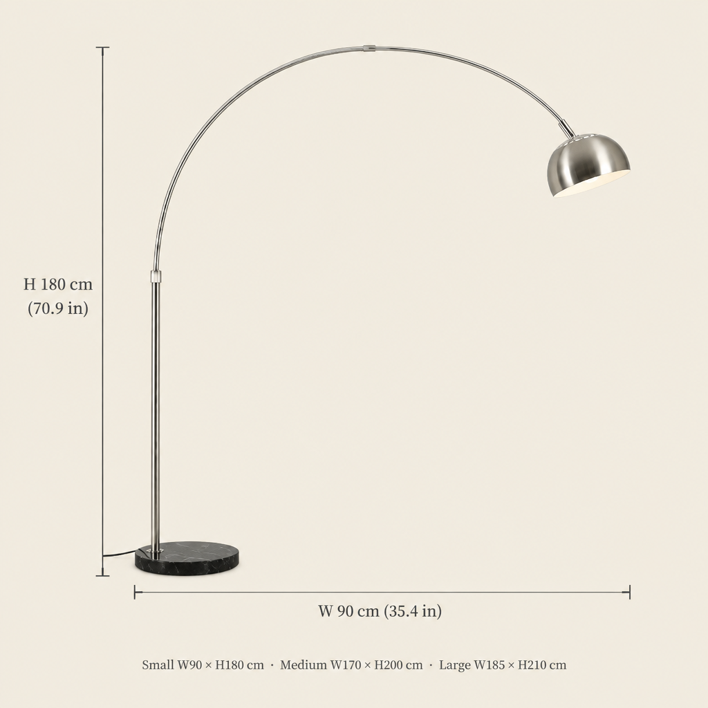Padstow Silver Arc Floor Lamp dimensions