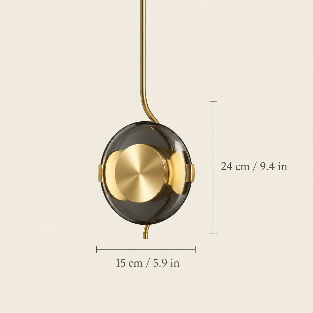 Painswick Smoked Glass Disc Pendant Light dimensions
