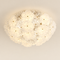 Pembroke Glass Petal Ceiling Light – switched on, studio view