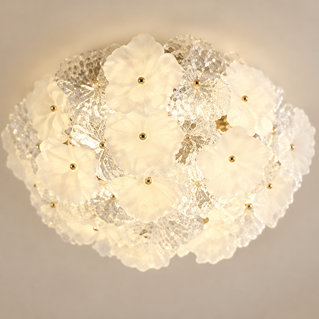 Pembroke Glass Petal Ceiling Light – close-up of the glass petals