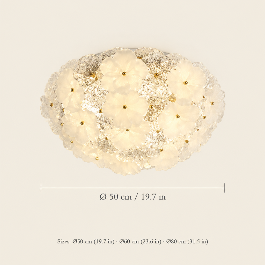 Pembroke Glass Petal Ceiling Light dimensions