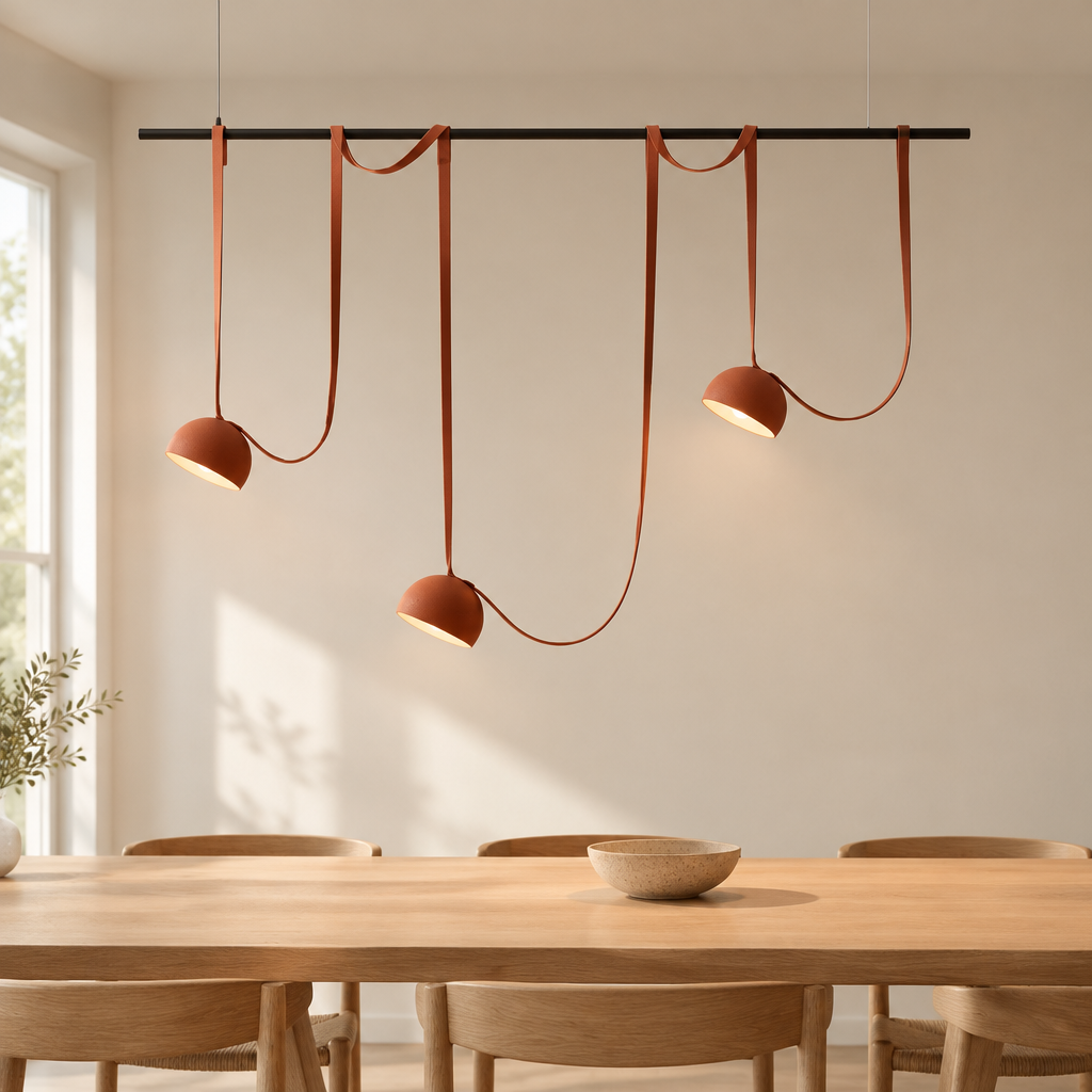 Pickering Leather Pendant Light – above a dining table