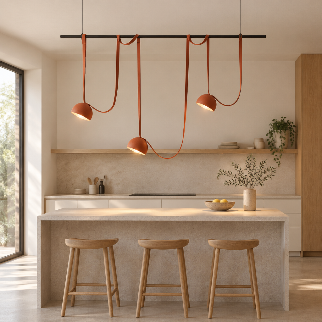 Pickering Leather Pendant Light – above a kitchen island