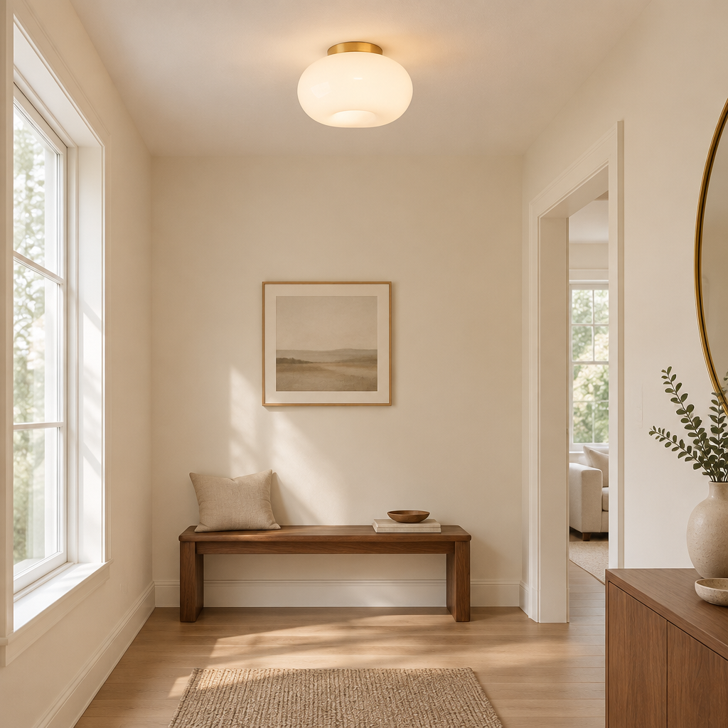 Primrose Opal Glass Ceiling Light – in a hallway
