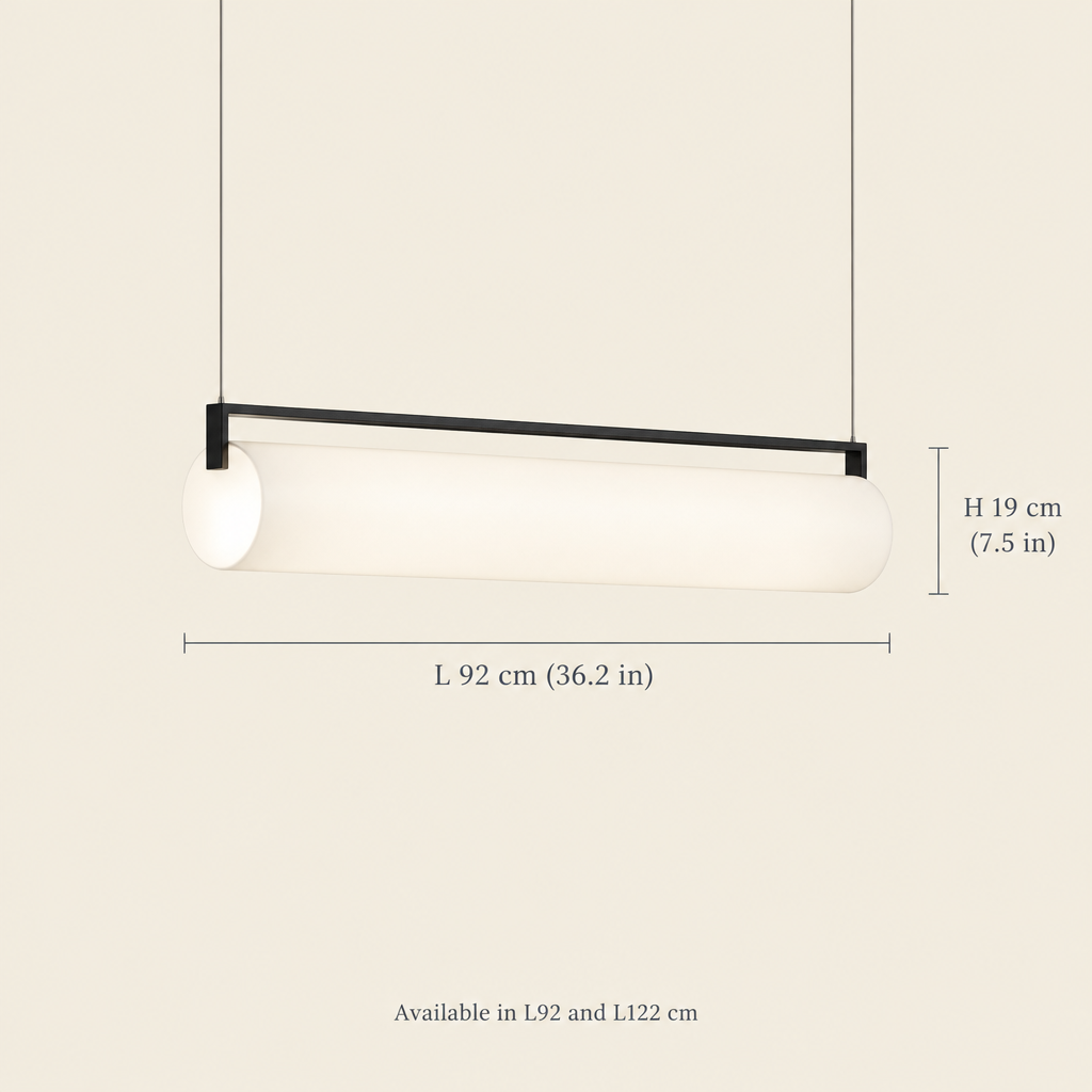 Quantock Opal Tube Linear Pendant Light dimensions
