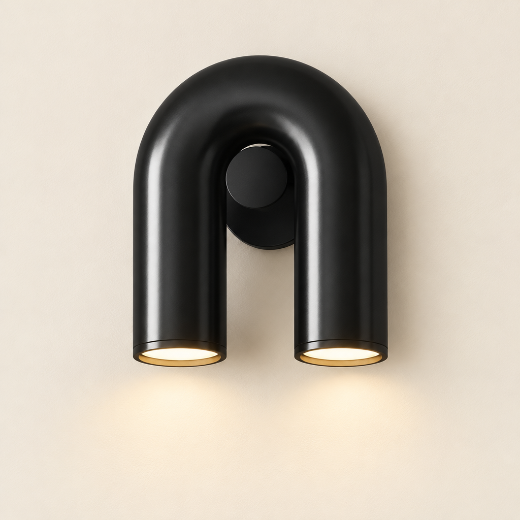 Ramsey Arch Wall Light – switched on, studio view