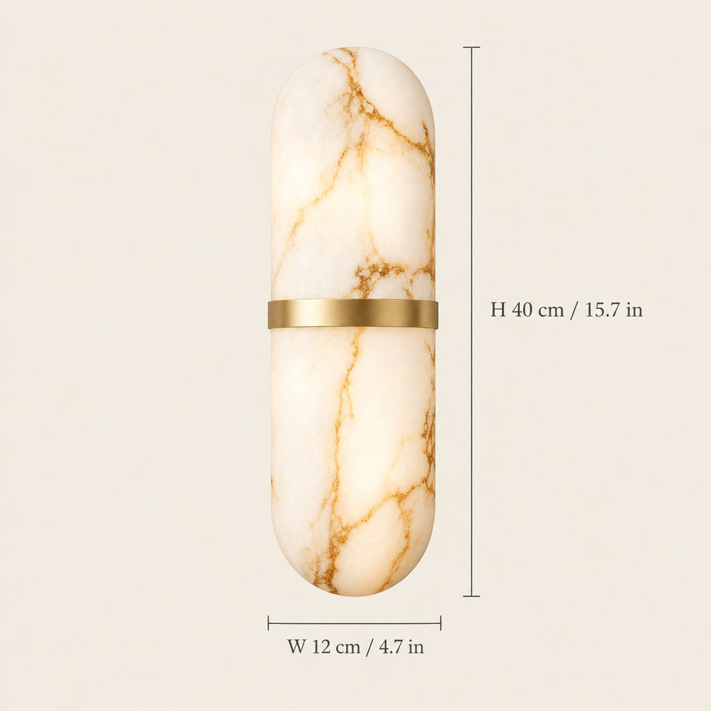 Rievaulx Alabaster-Effect Wall Light dimensions