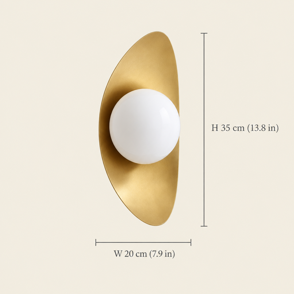 Rydal Opal Globe Wall Light dimensions