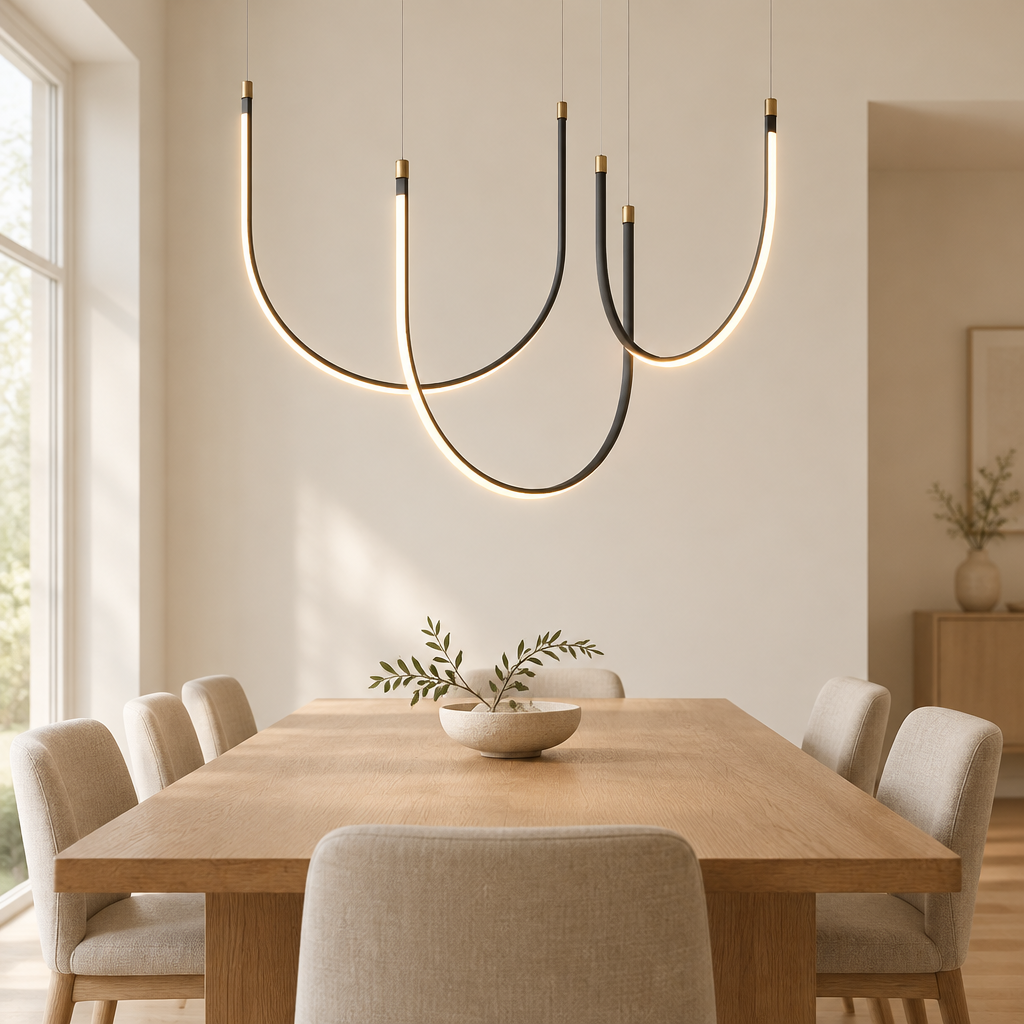 Shere U-Shaped Pendant Light – above a dining table