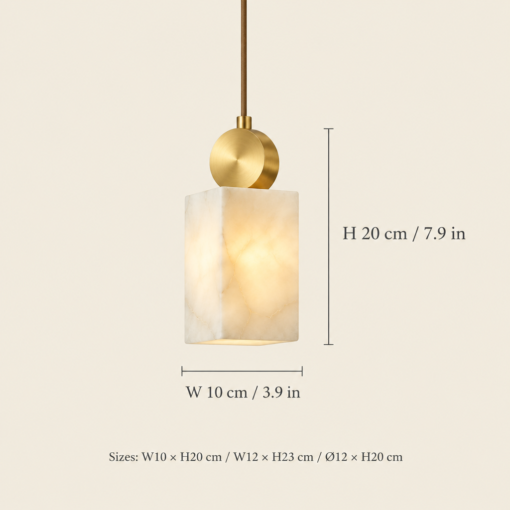 Staithes Alabaster-Effect Pendant Light dimensions