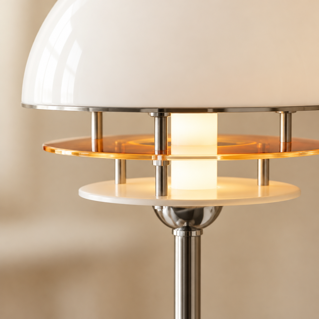 Thame Opal Dome Table Lamp – close-up of the amber disc under the dome