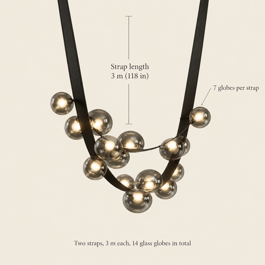 Tisbury Leather Strap Chandelier dimensions
