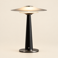 Truro Glass Table Lamp – switched on, studio view