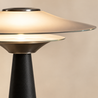 Truro Glass Table Lamp – close-up of the layered saucer shade
