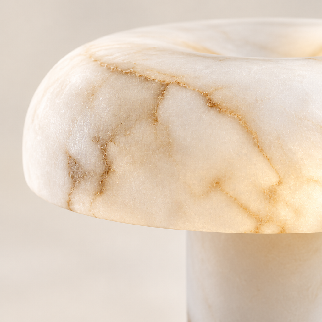 Wadham Alabaster-Effect Table Lamp – close-up of the alabaster-look cap