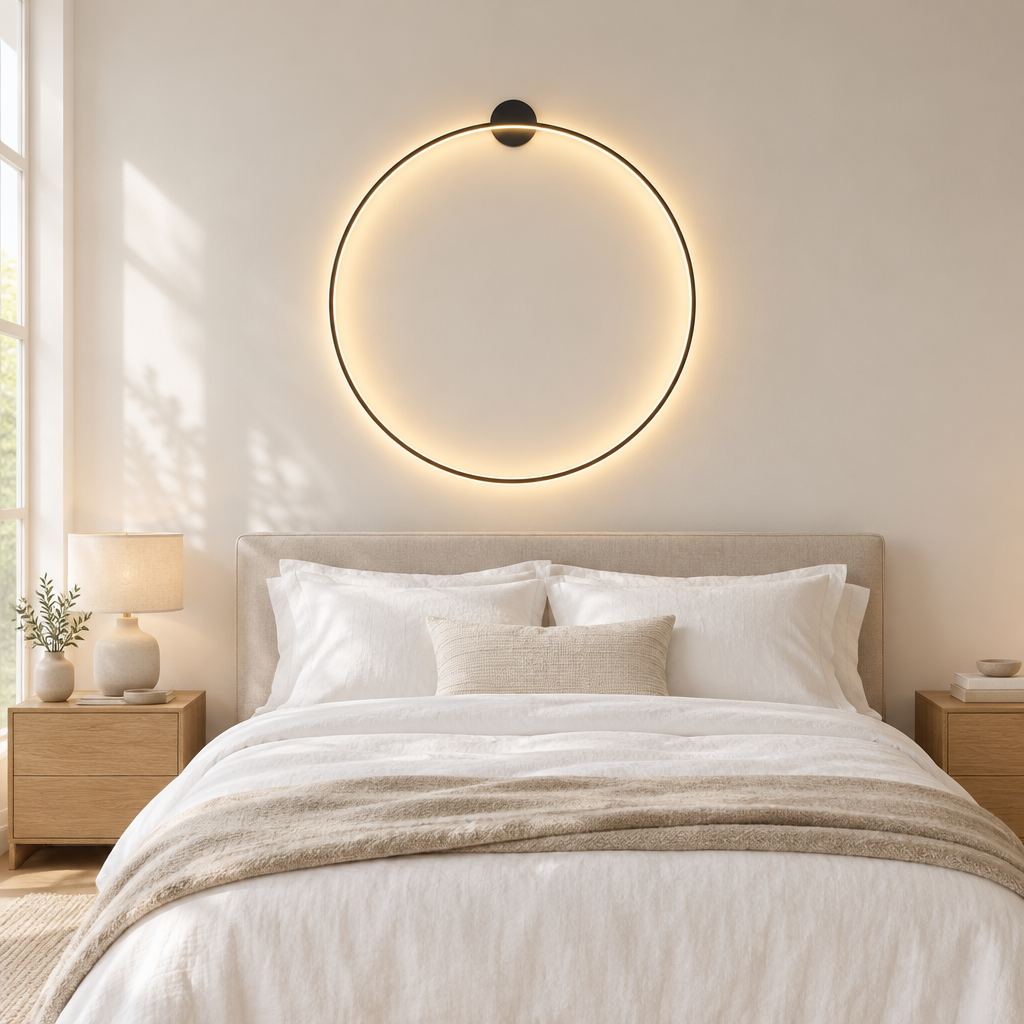 Warwick Halo Ring Wall Light – above a bed