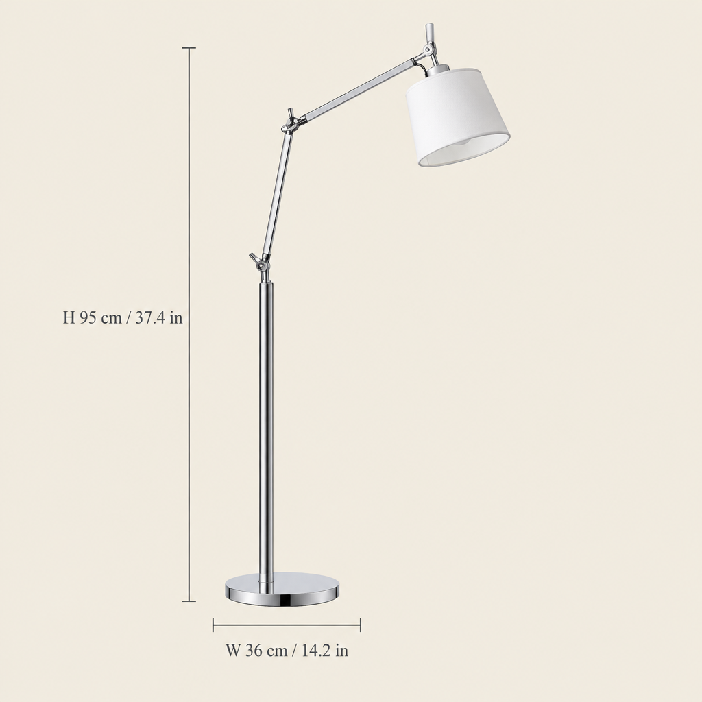 Wensley Swing-Arm Fabric Floor Lamp dimensions