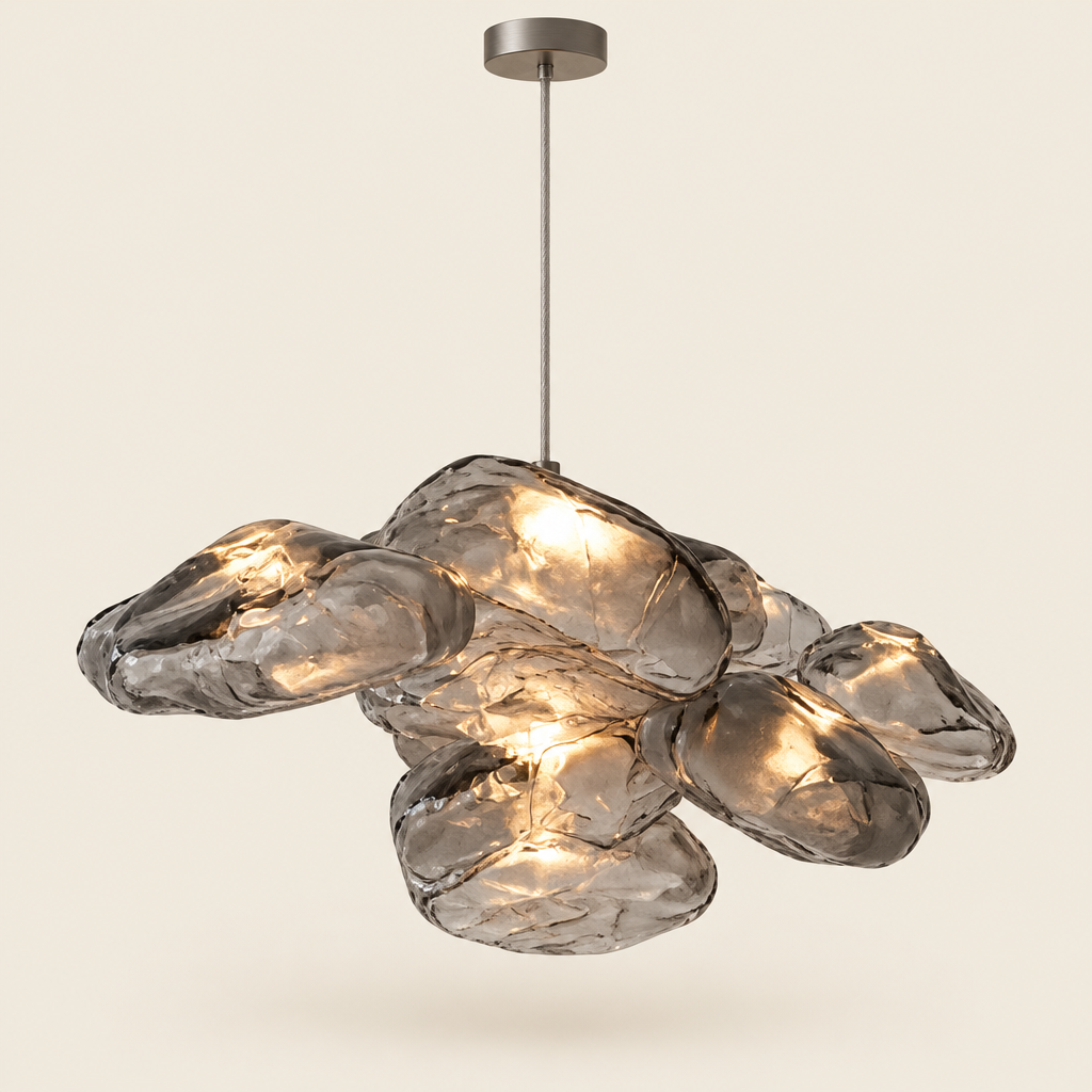 Witney Cloud Glass Pendant Light – studio photo, lit, on a cream background