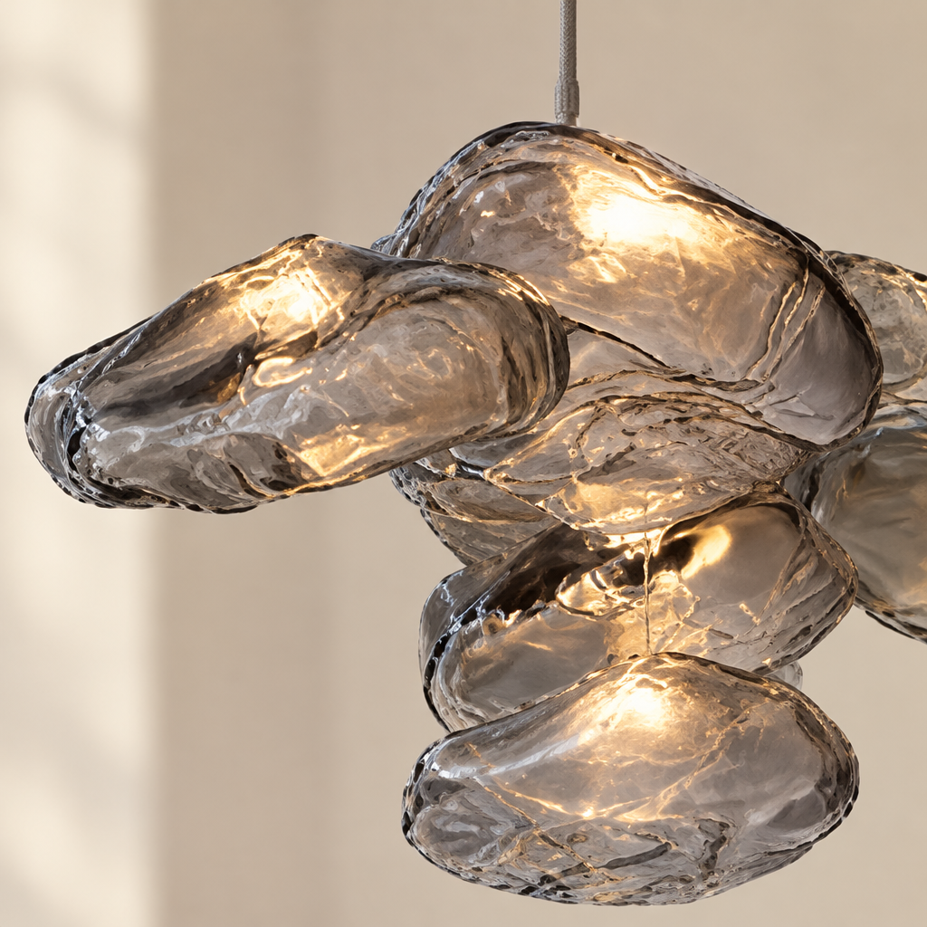 Witney Cloud Glass Pendant Light – close-up of the rippled cloud glass