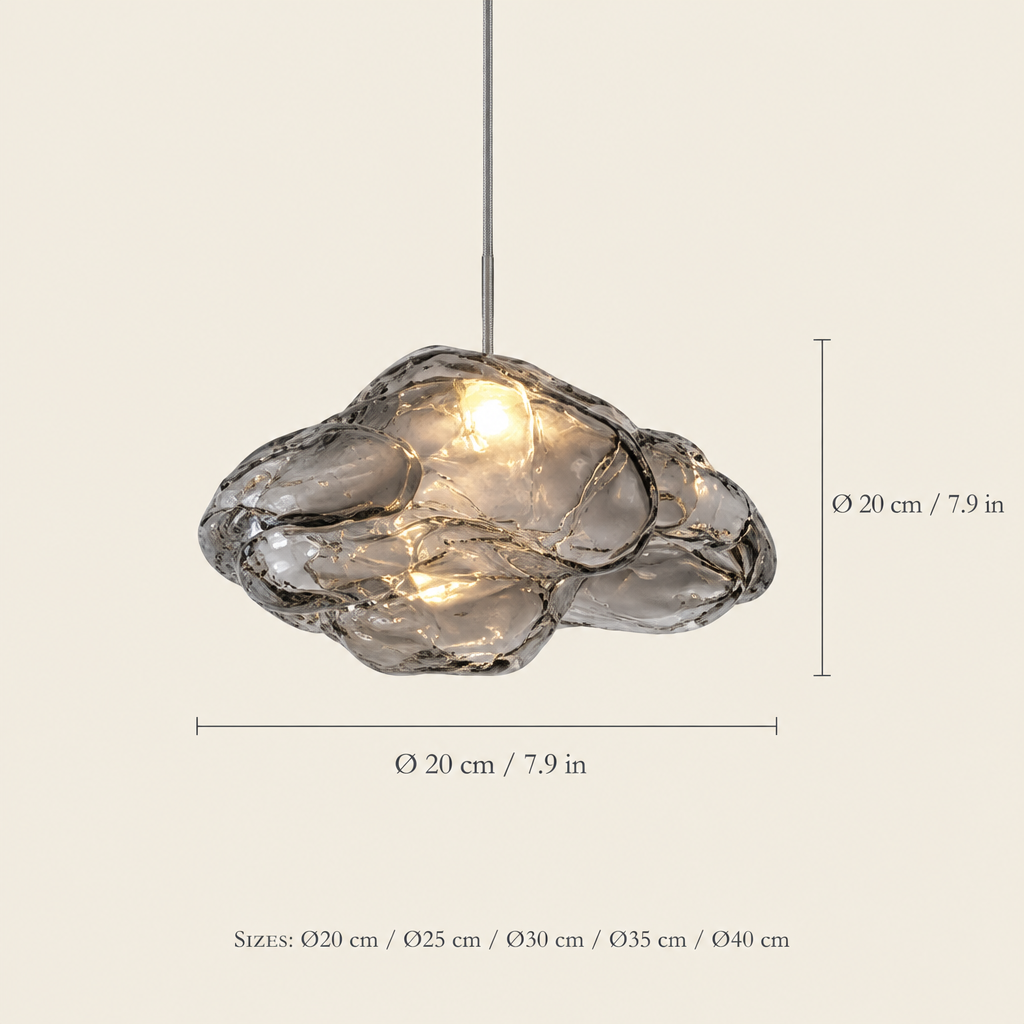 Witney Cloud Glass Pendant Light dimensions